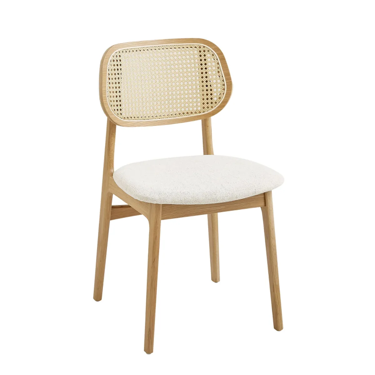 Nina - Chaise en bois avec dossier en cannage et assise tissu — vue 4