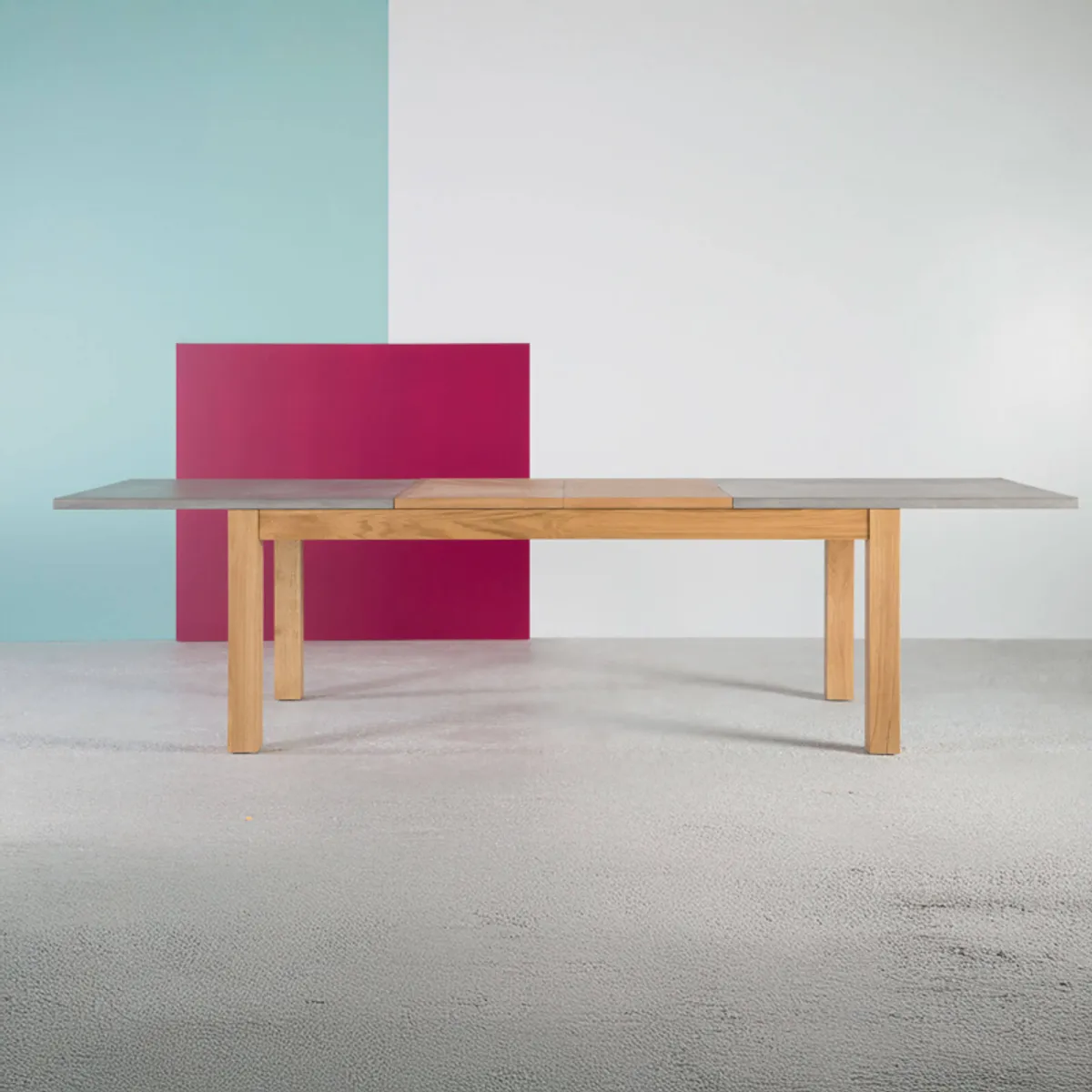 Repas - Table française extensible en béton ciré et bois massif — vue 3