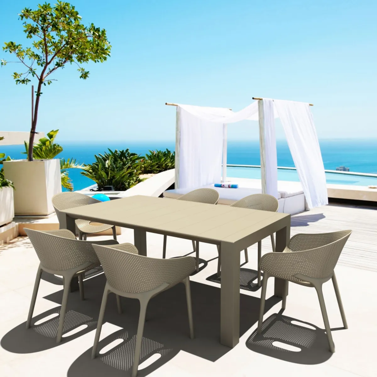 Sky Pro - Fauteuil de jardin moderne empilable coque microperforée en polypropylène — vue 4