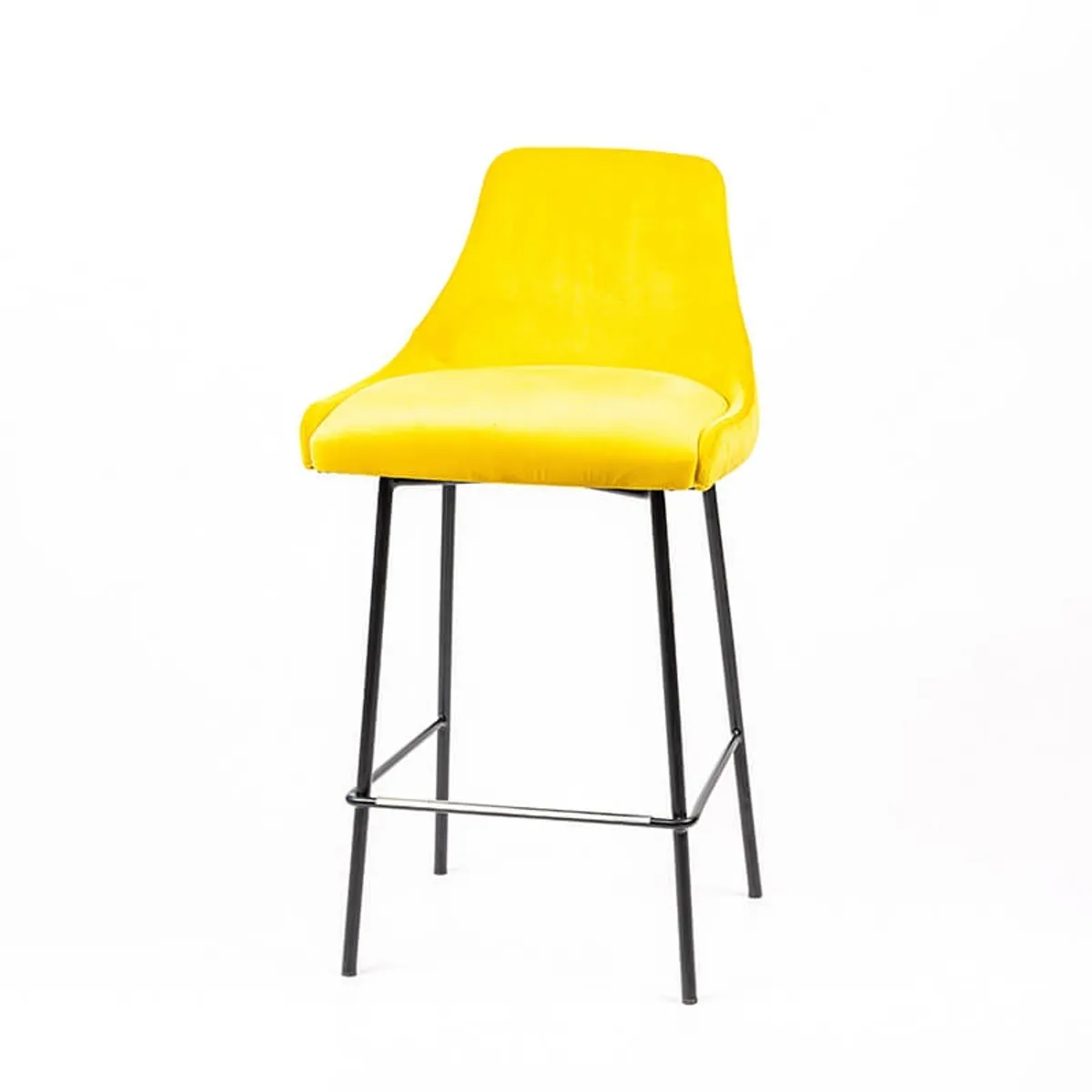 Lars line - Tabouret snack dos matelassé en tissu et pieds métal — vue 5