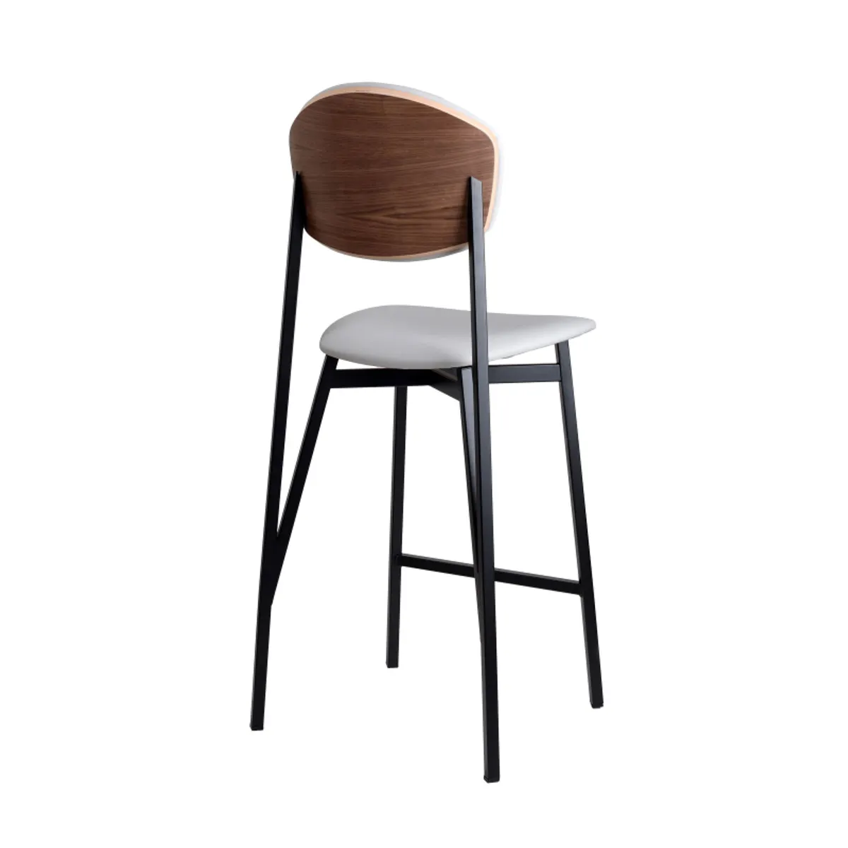 Artémis Carrier® - Tabouret snack design français assise et dossier en simili dos bois et pieds en m — vue 3