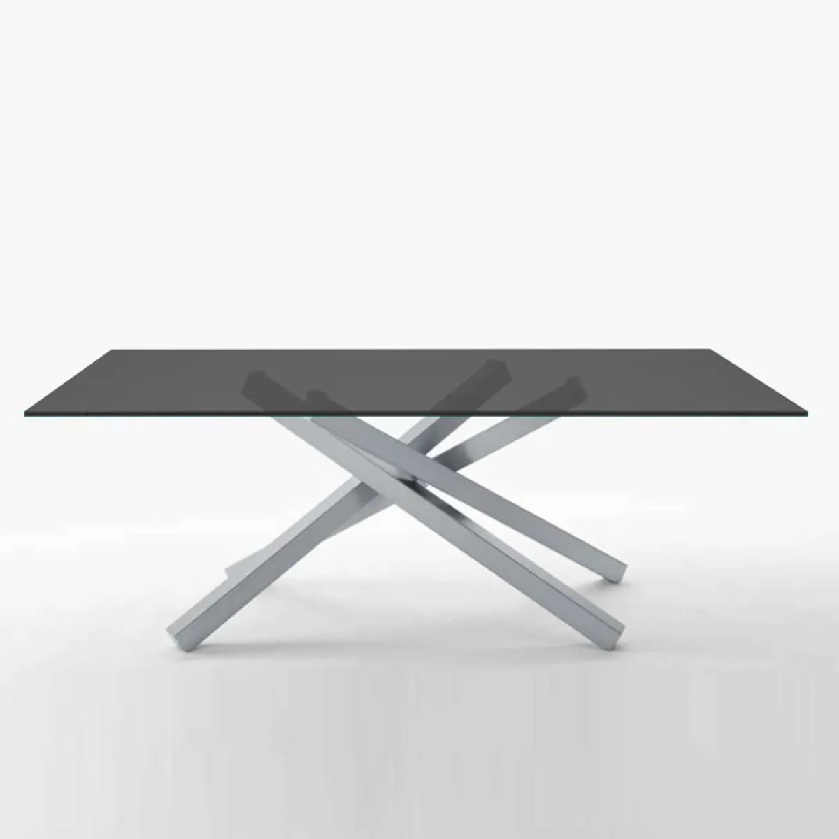 Péchino Midj® - Table design en verre trempé et piétement mikado en métal