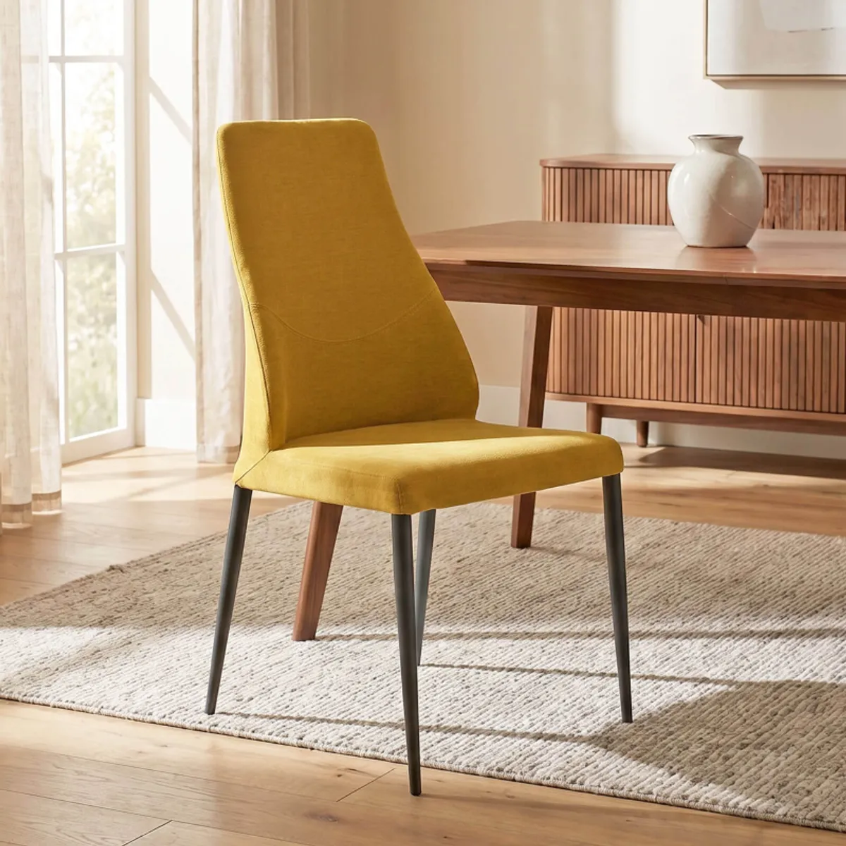 Mathilde - Chaise de salle à manger italienne moderne en tissu et métal