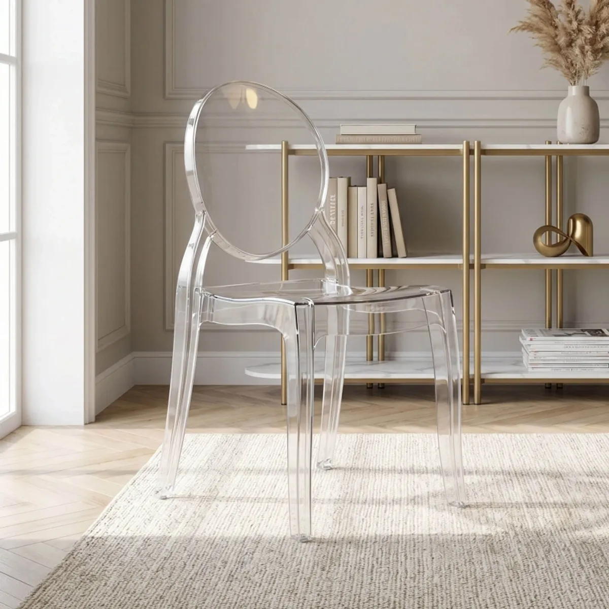 Elizabeth - Chaise médaillon transparente en polycarbonate