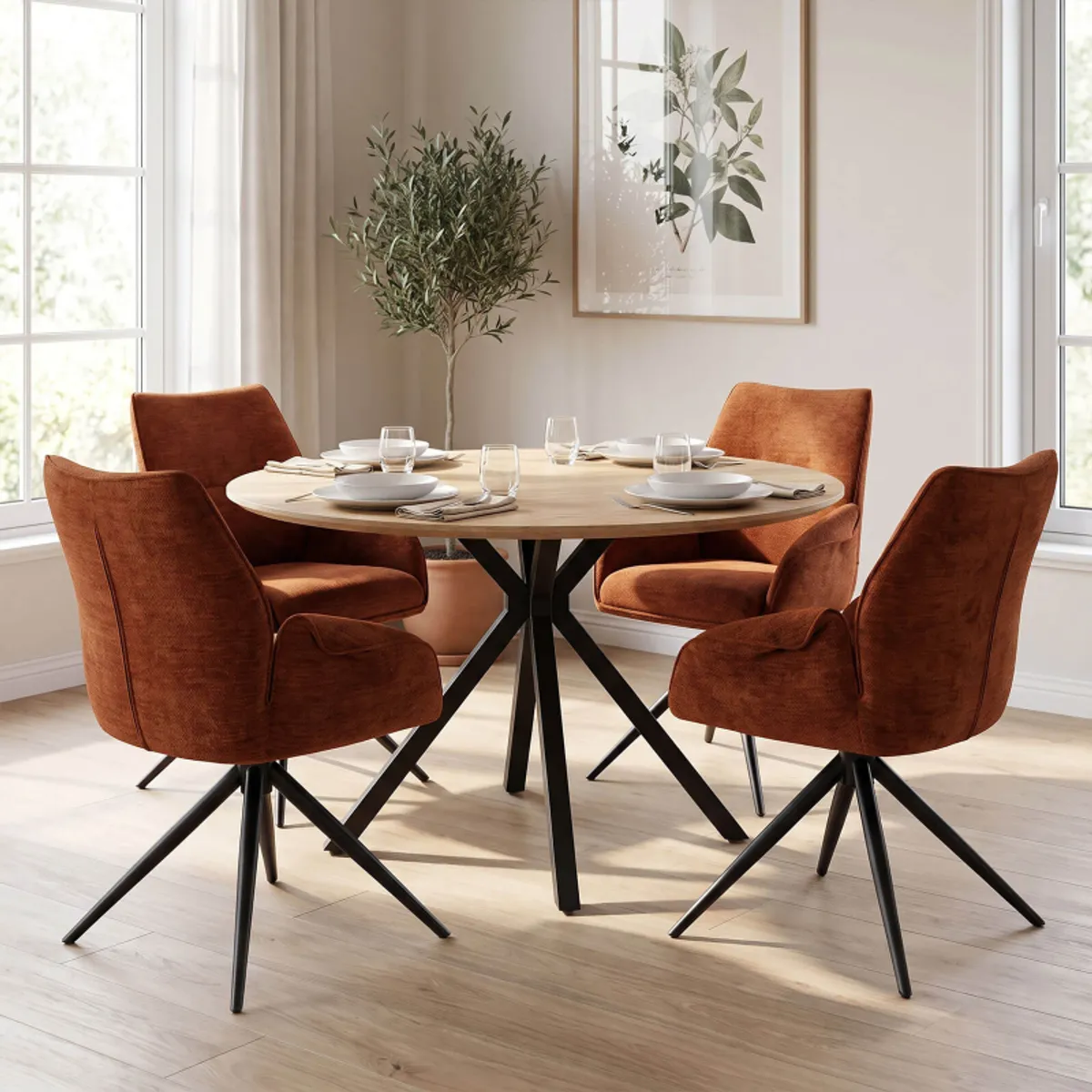Onyx - Table ronde en mélaminé avec pied central design en métal — vue 4
