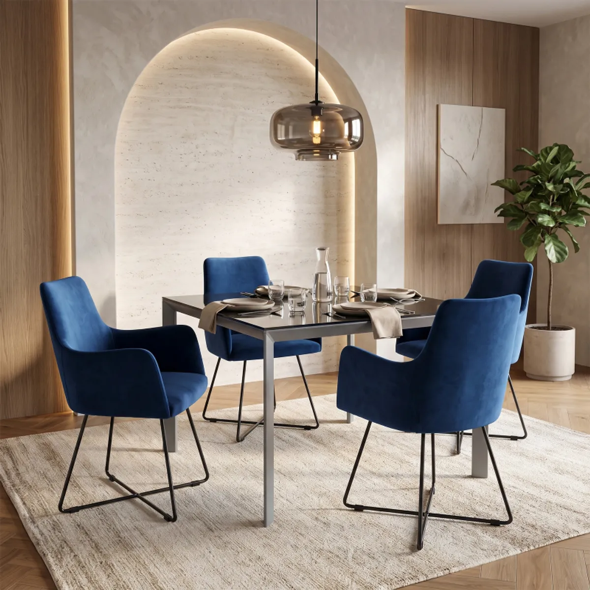 Anders - Fauteuil de salle à manger en tissu et pieds métal — vue 4