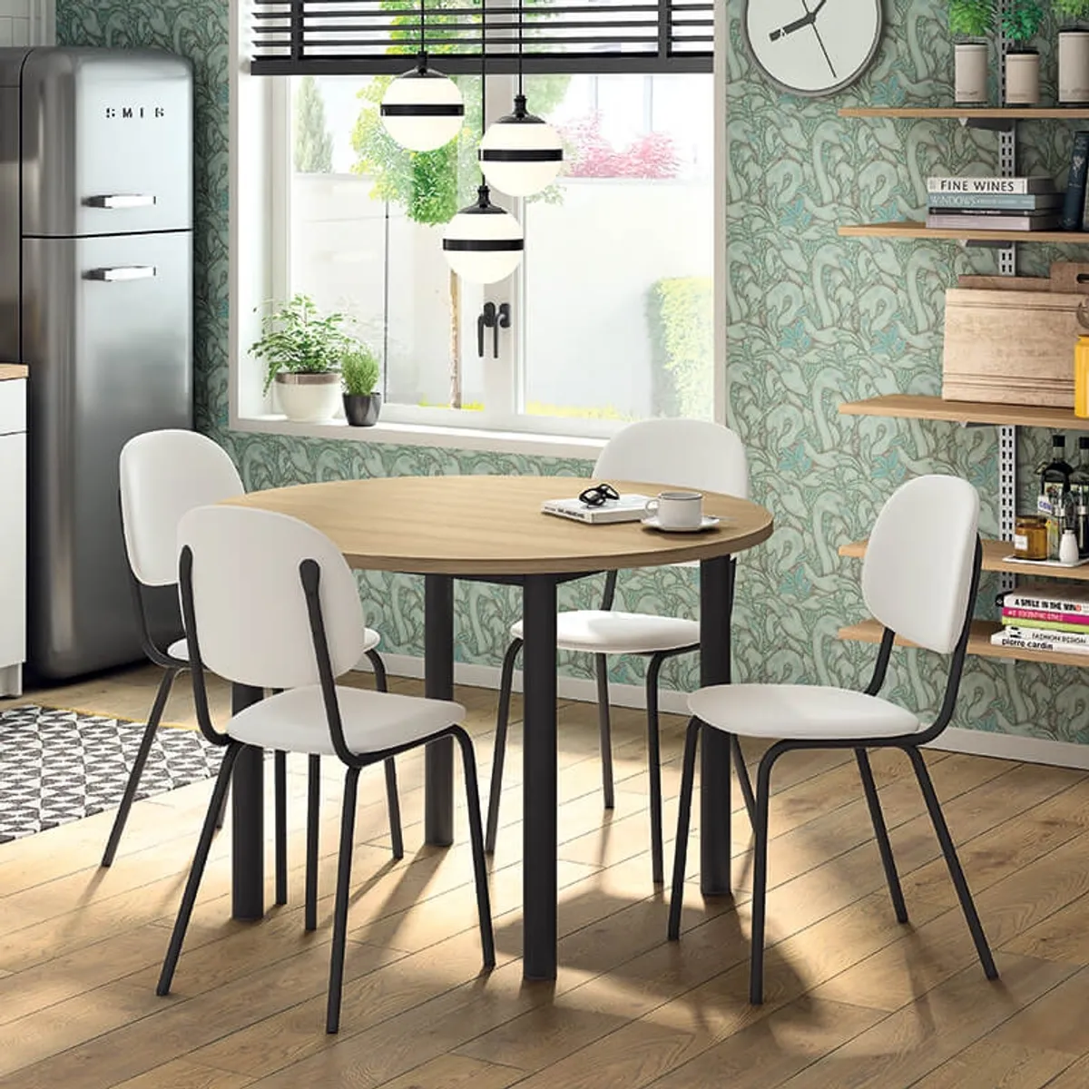Lustra - Table de cuisine ronde en stratifié