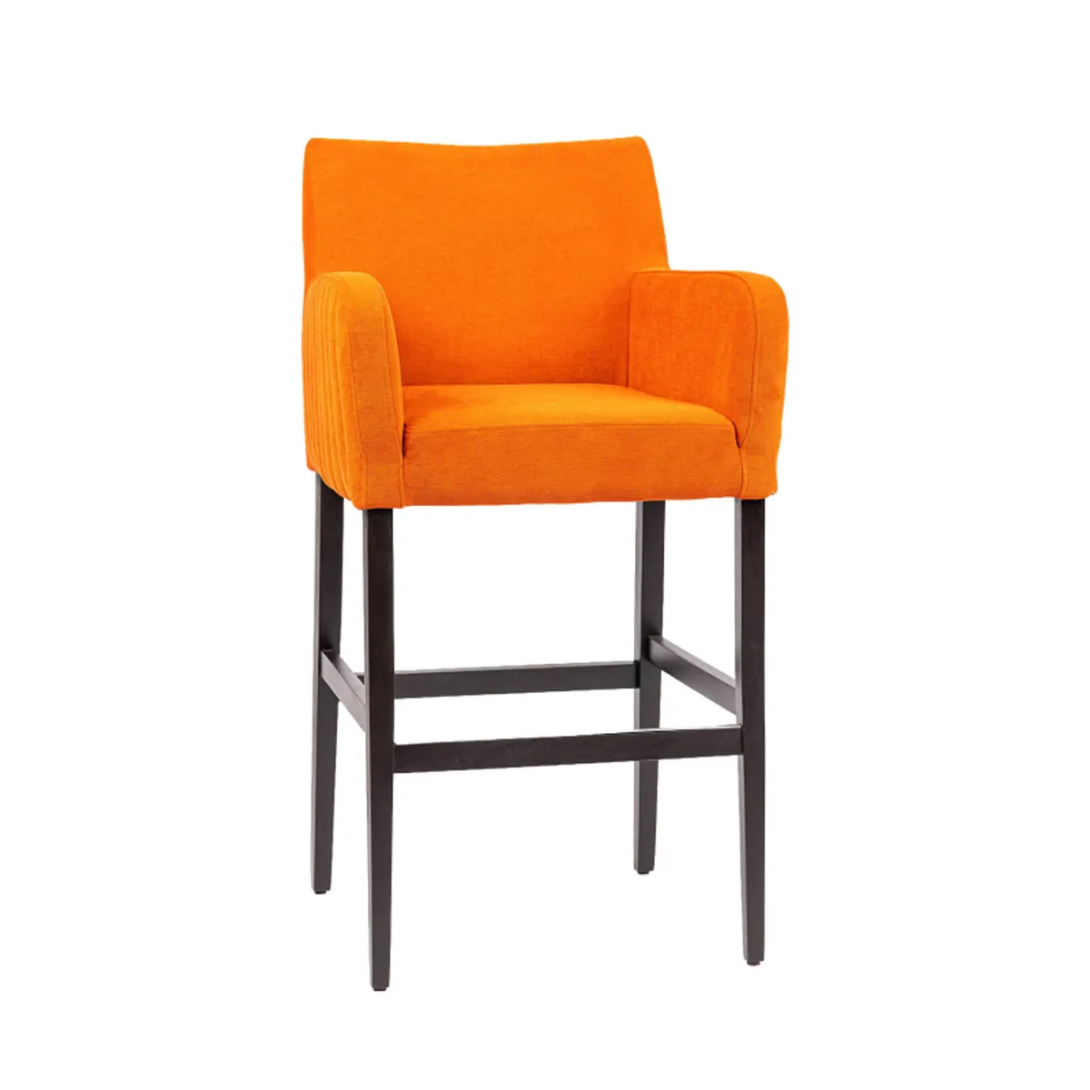 Moritz line - Tabouret de bar en tissu avec accoudoirs dos matelassé et pieds en bois — vue 3