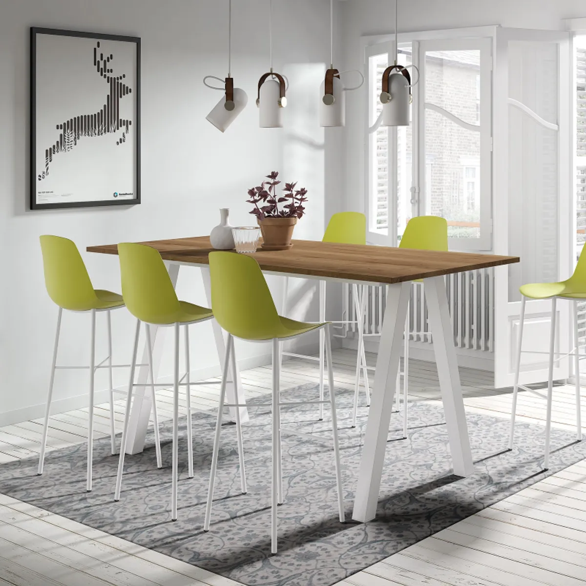 Cloe - Tabouret de bar belge moderne avec coque en polypropylène et pieds en métal — vue 3