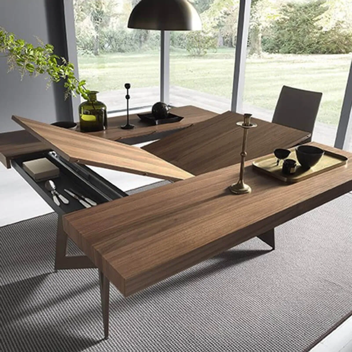 Sipario - Table extensible design de salle à manger en bois — vue 5