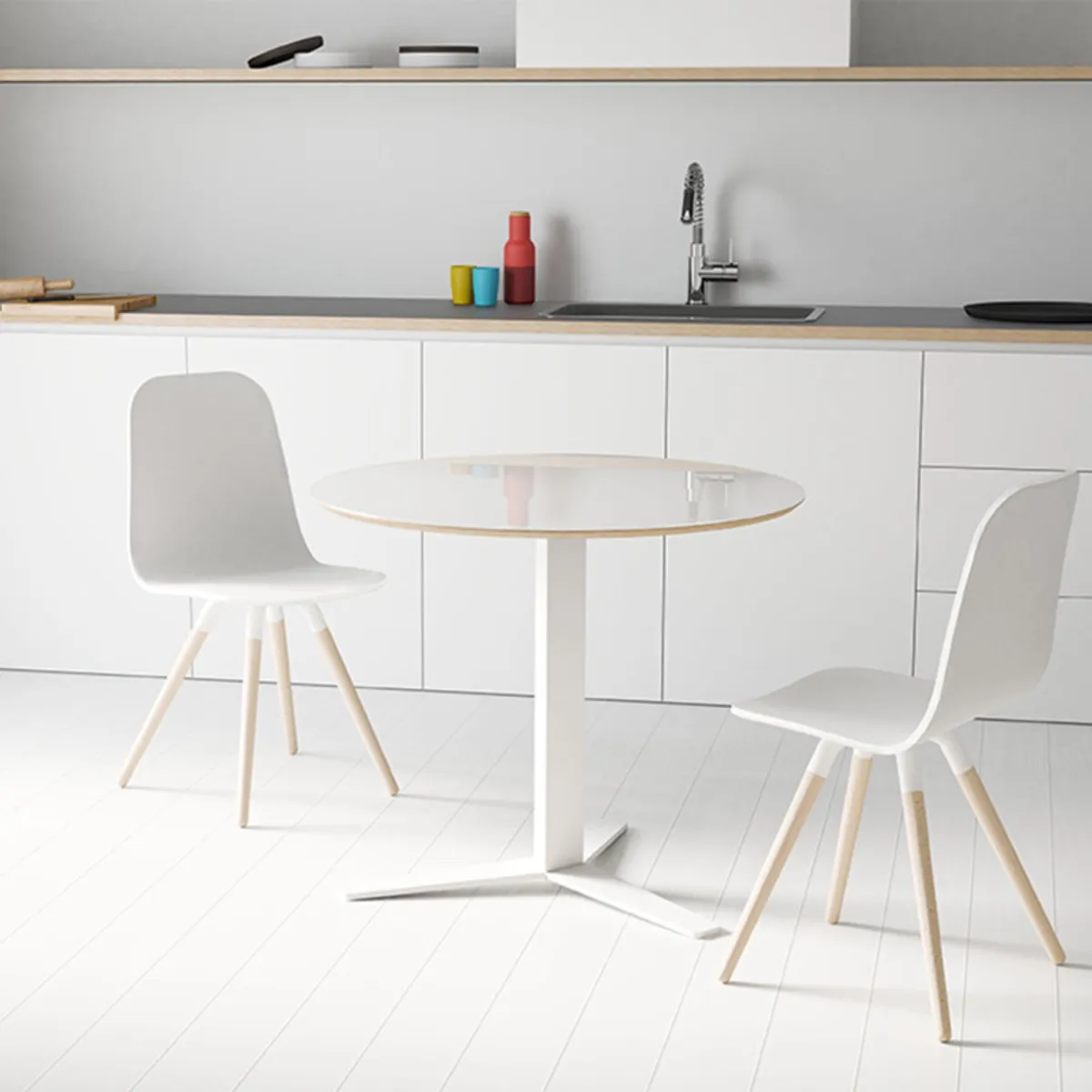 Peliccan - Table ronde petit espace en verre et métal