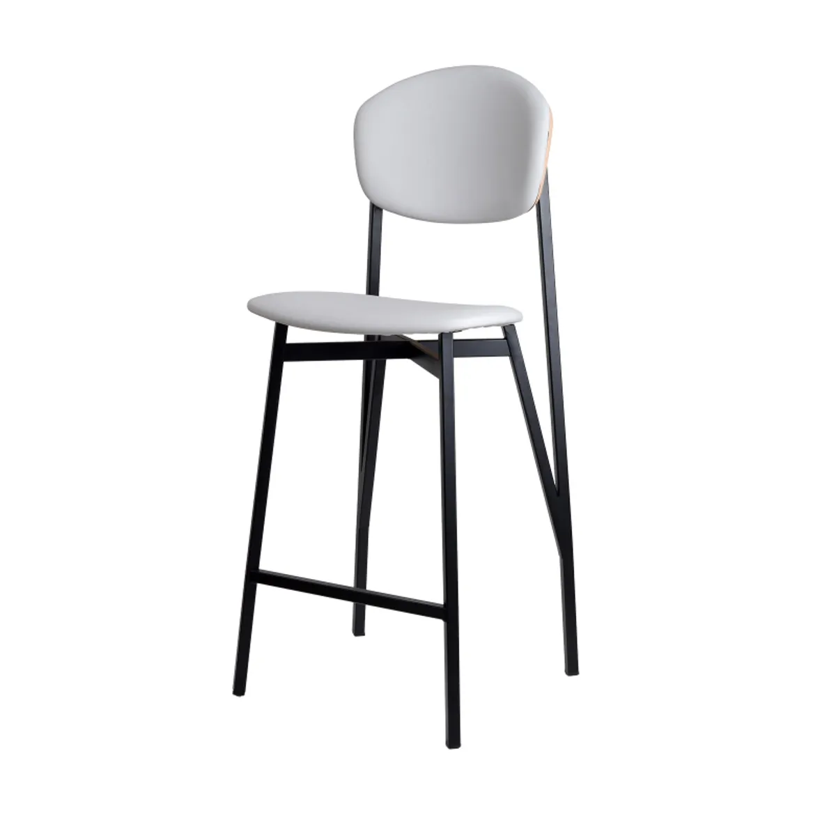 Artémis Carrier® - Tabouret snack design français assise et dossier en simili dos bois et pieds en m — vue 5