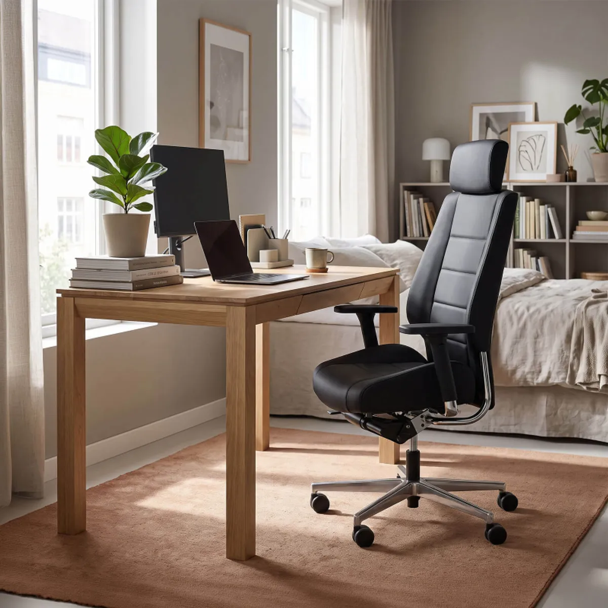 Azkar - Fauteuil de direction en cuir sur roulettes — vue 4