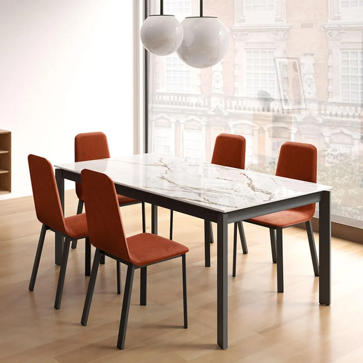 Lotus - Table contemporaine en Dekton avec pieds en métal — vue 5