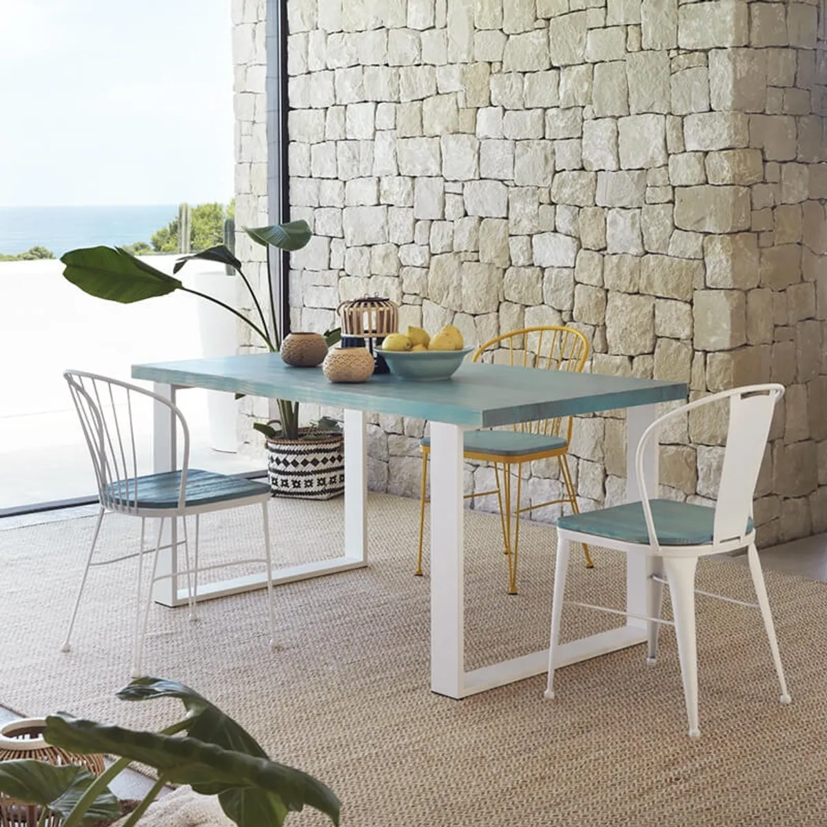 Tudela - Chaise en métal vintage avec dossier filaire — vue 3