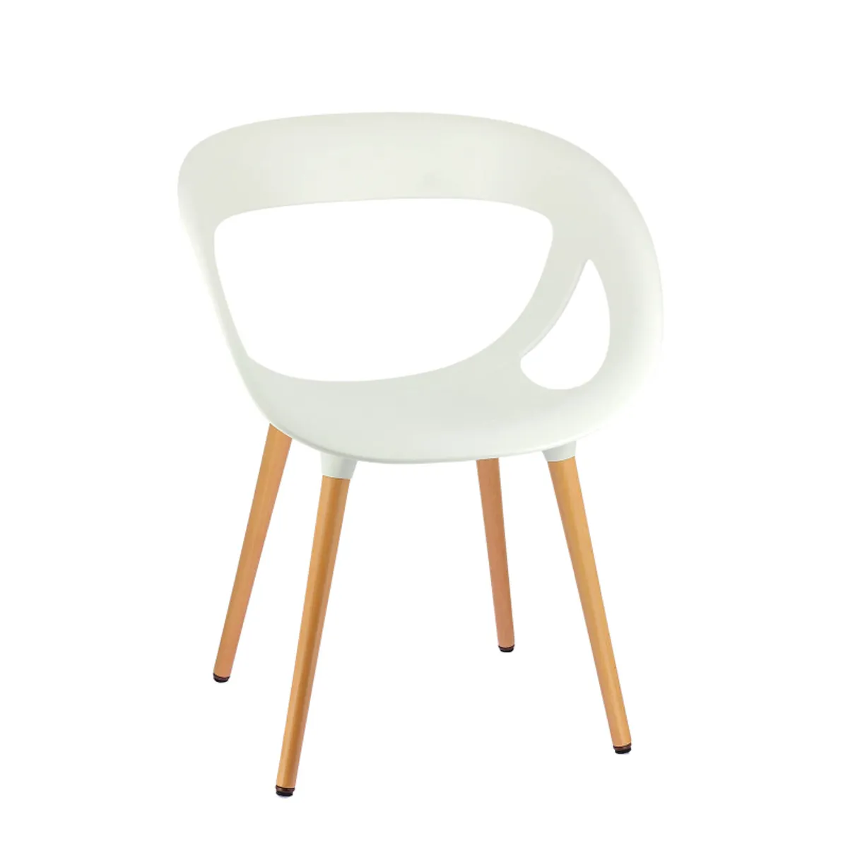 Moema - Fauteuil design italien coque ajourée en technopolymère et pieds en bois — vue 5