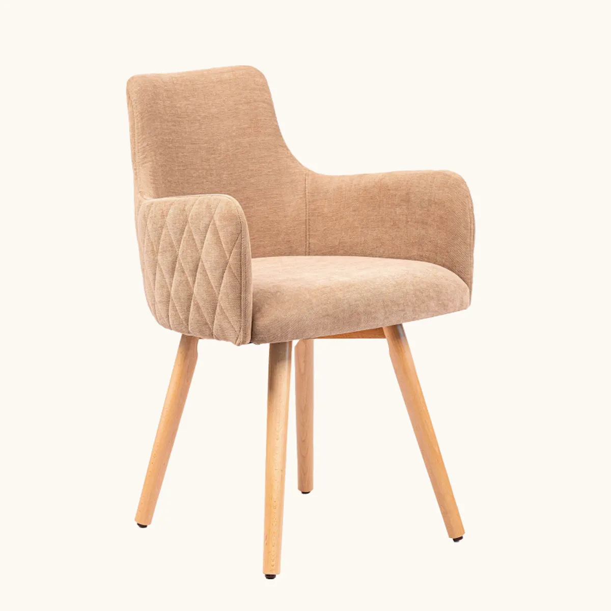Anders diamant - Fauteuil en tissu dos matelassé et pieds en bois