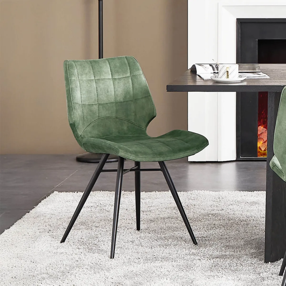 Ibéris - Chaise design vintage rembourrée en velours