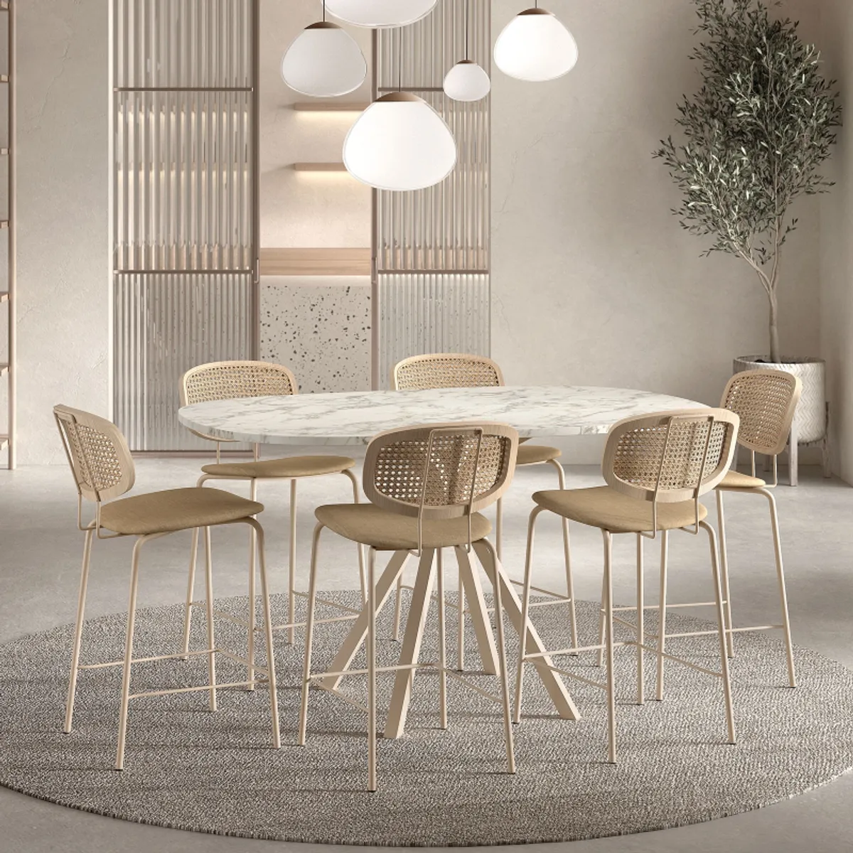 Onyx - Table snack extensible carrée avec bords arrondis en stratifié et pieds métal