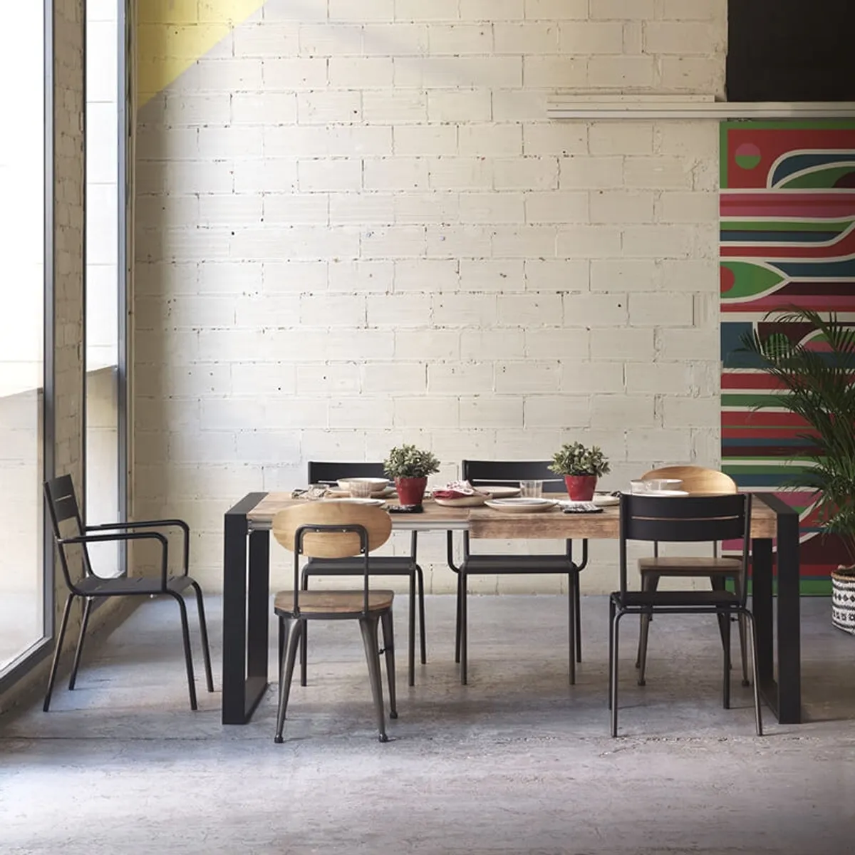 Austin - Chaise industrielle vintage en bois et métal — vue 5