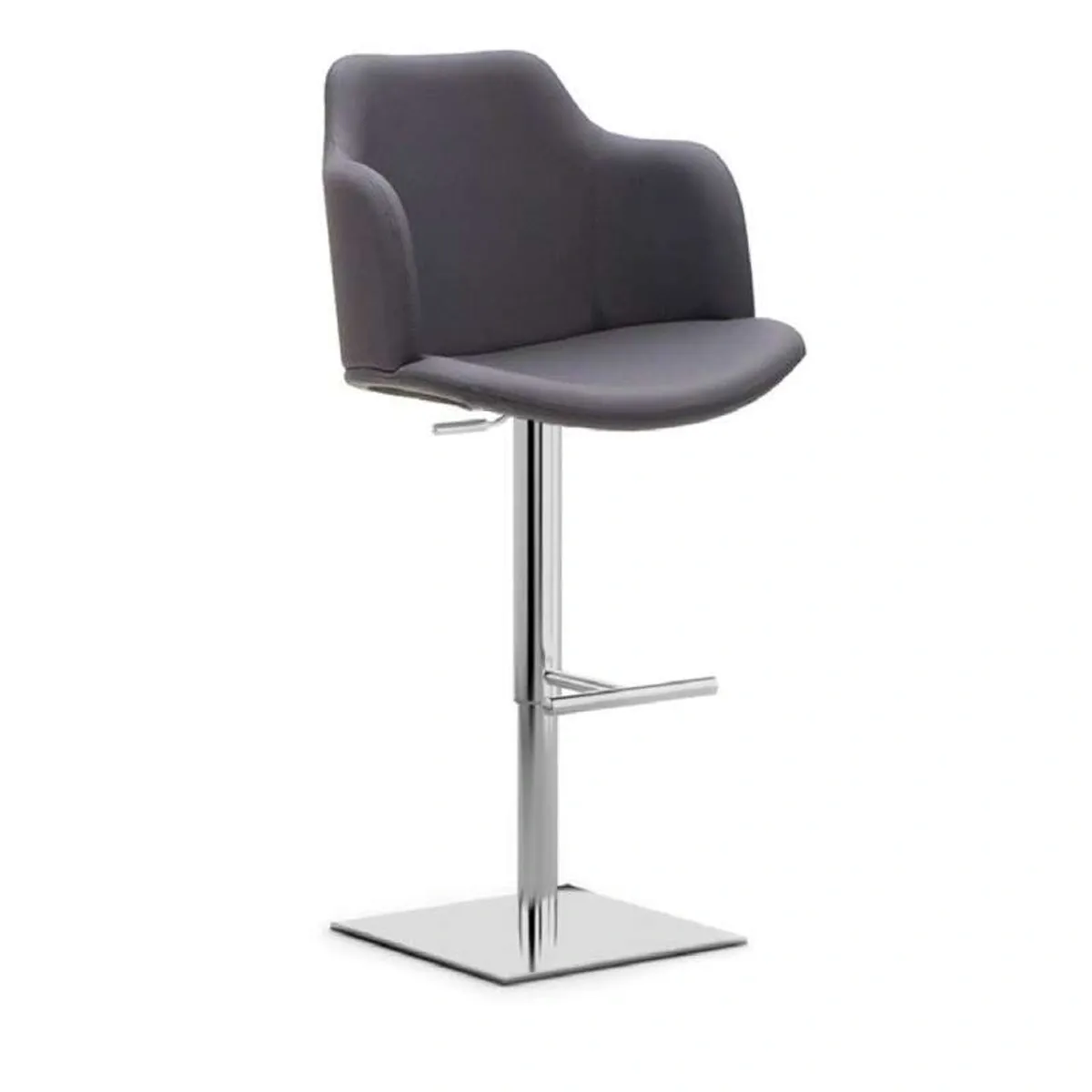 Glamour P - Tabouret pivotant et réglable en hauteur avec accoudoirs et pied chromé