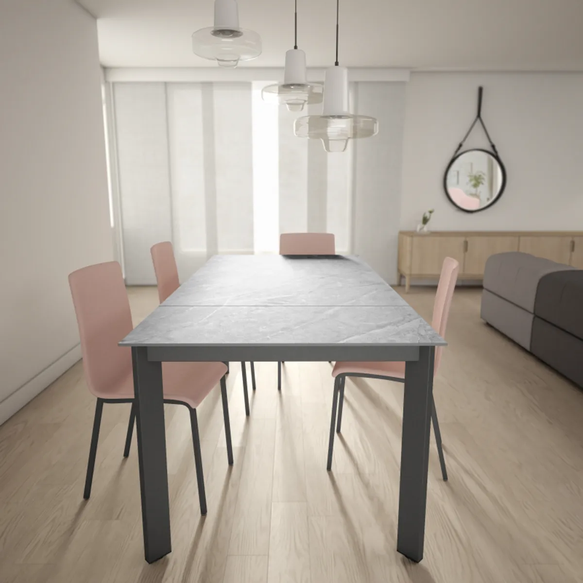 Poker - Table extensible Dekton pieds métal — vue 5