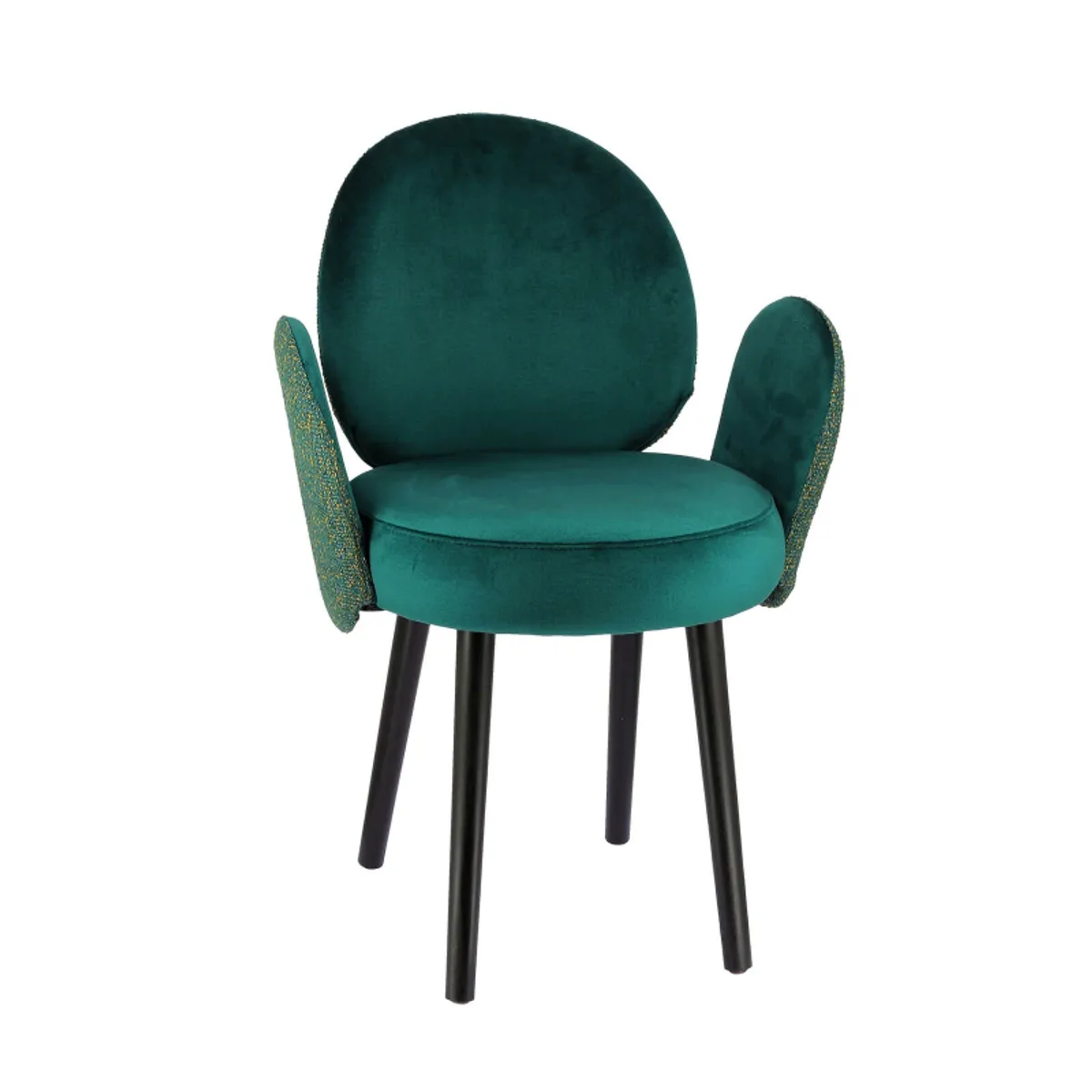 Severus - Fauteuil cosy bicolore en tissu et pieds bois