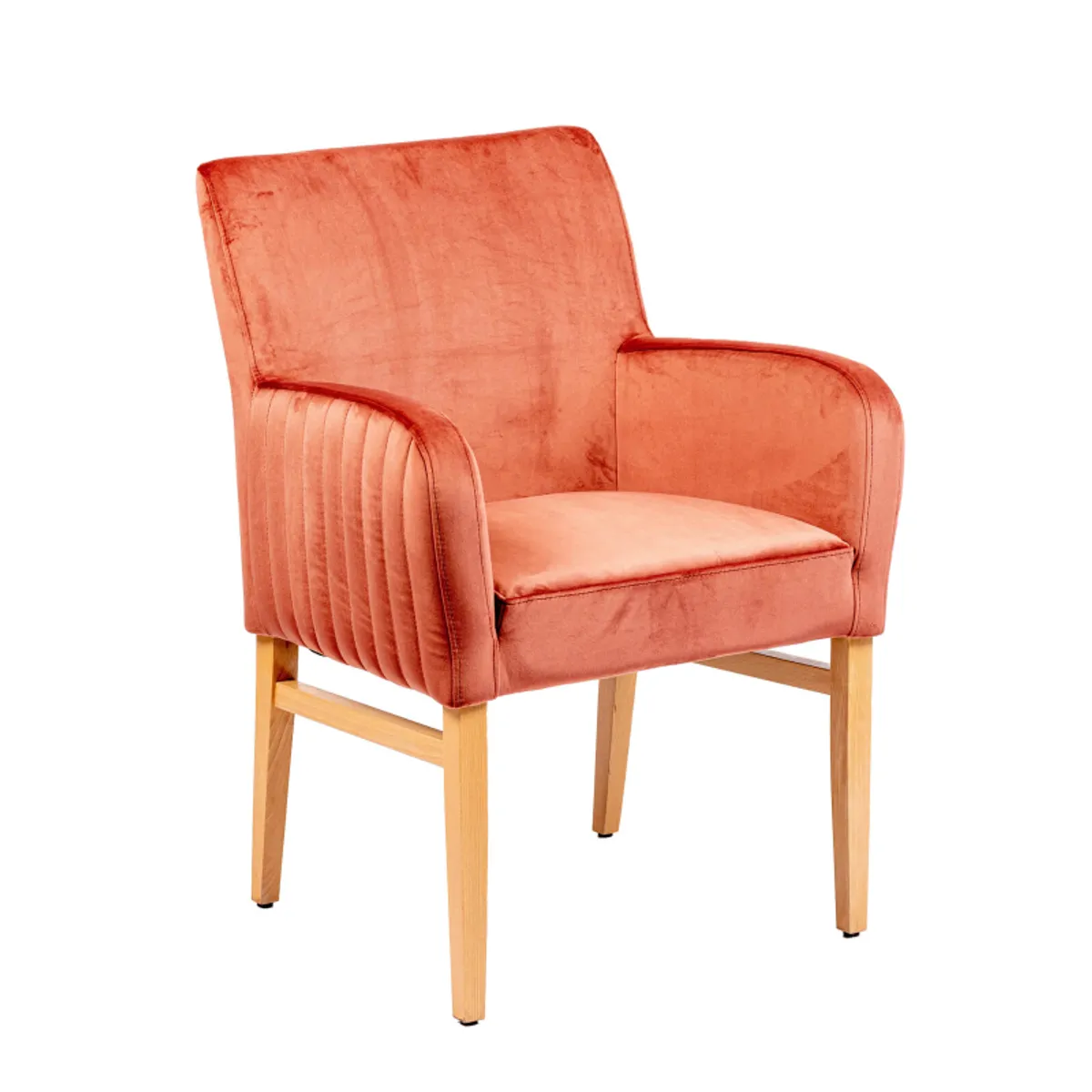 Moritz line-40 - Fauteuil confortable dos matelassé en tissu et pieds en bois — vue 3