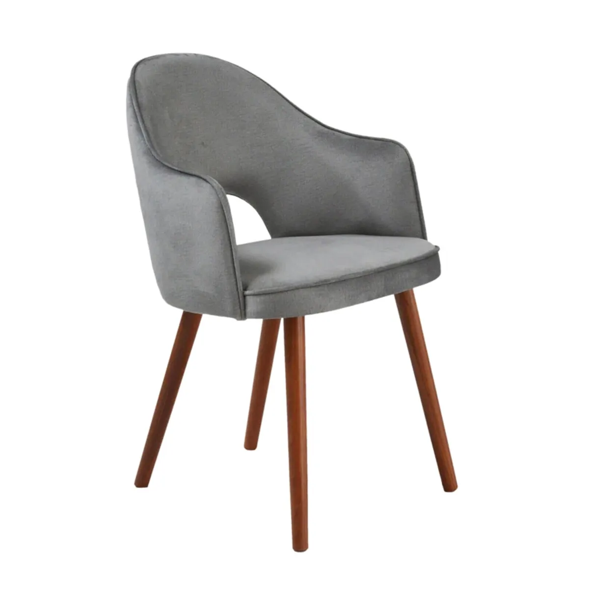 Bistrot - Fauteuil cosy en tissu avec dossier ajouré et pieds bois — vue 3