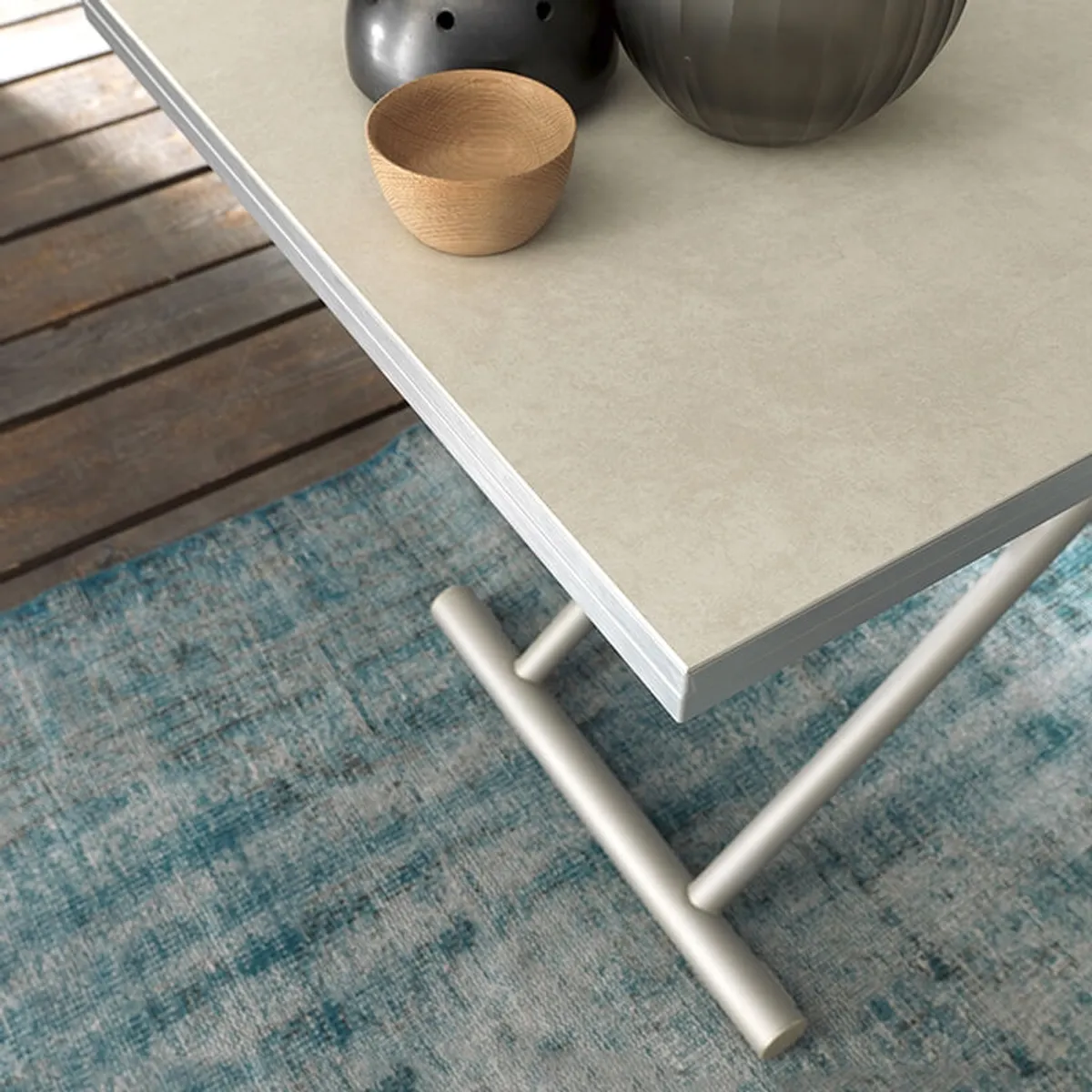 Bessy - Table basse relevable avec plateau pliant en céramique et pieds métal — vue 4