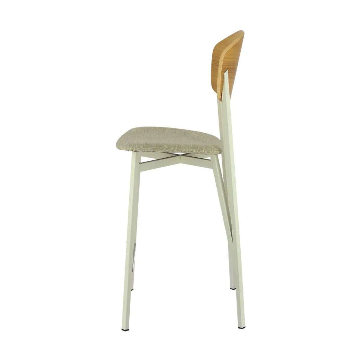 Artémis Carrier® - Tabouret snack design français assise en tissu dossier bois et pieds en métal — vue 5