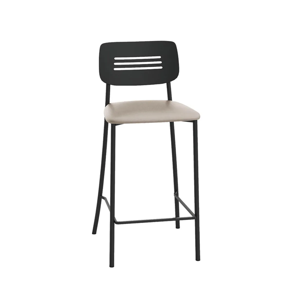 Miro - Tabouret snack de cuisine en simili rembourré avec dossier strié en métal — vue 5