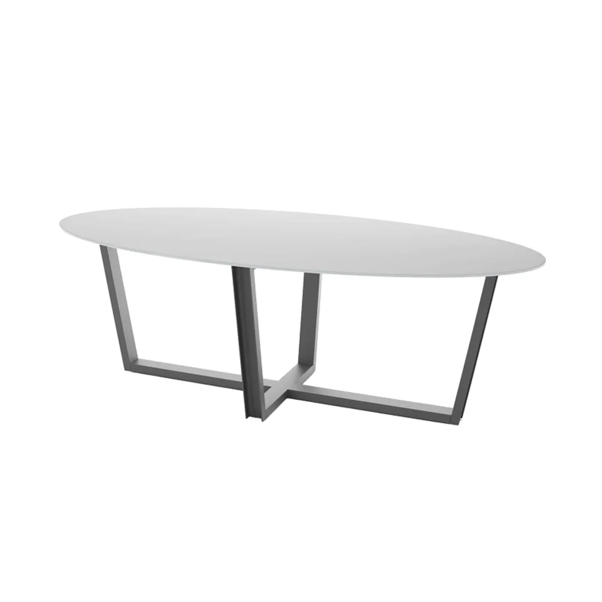 Viktor - Table design en verre ovale avec pieds en métal modernes