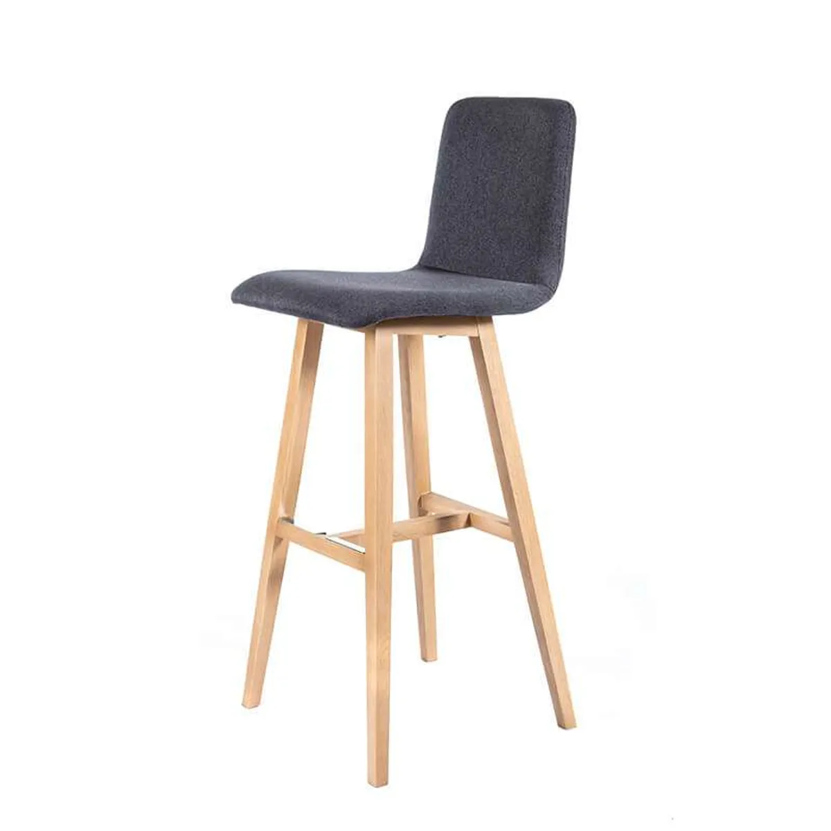 BarPlaza - Tabouret de bar scandinave en tissu avec pieds en bois — vue 3