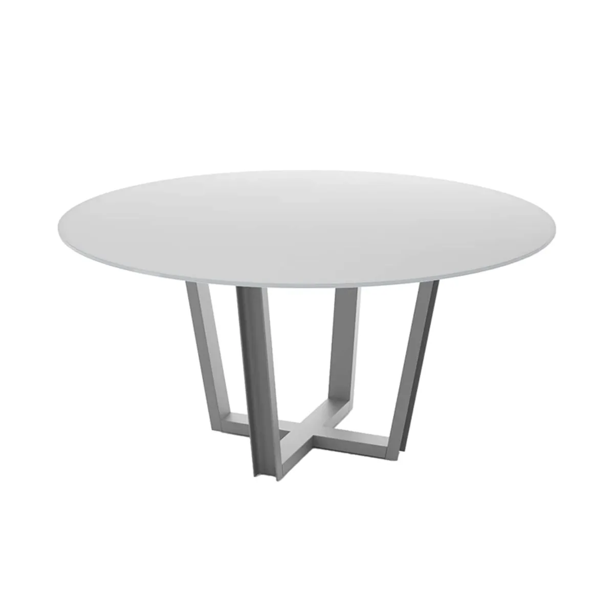 Viktor - Table design ronde en verre avec pieds géométriques métalliques