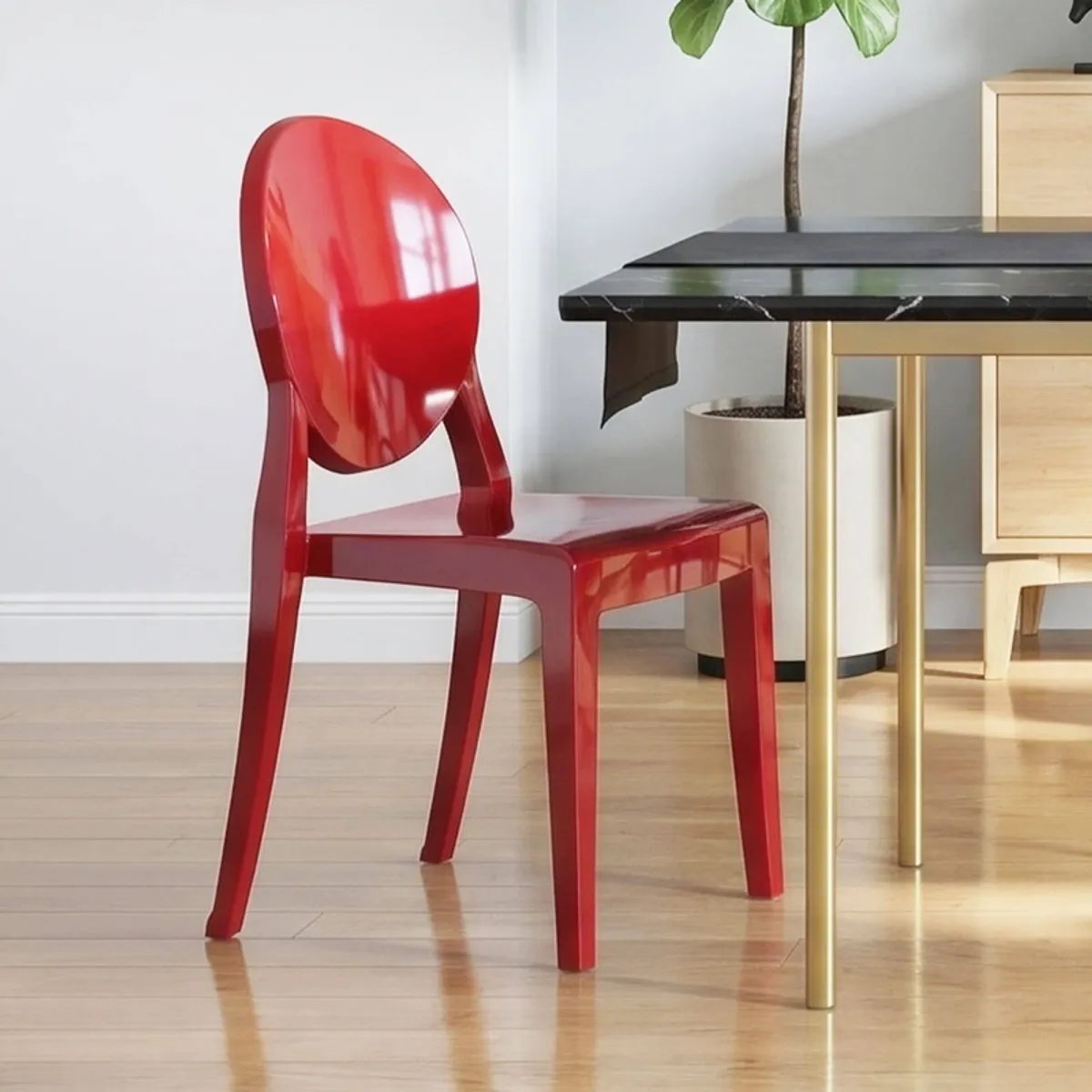 Elizabeth - Chaise moderne médaillon en polycarbonate opaque