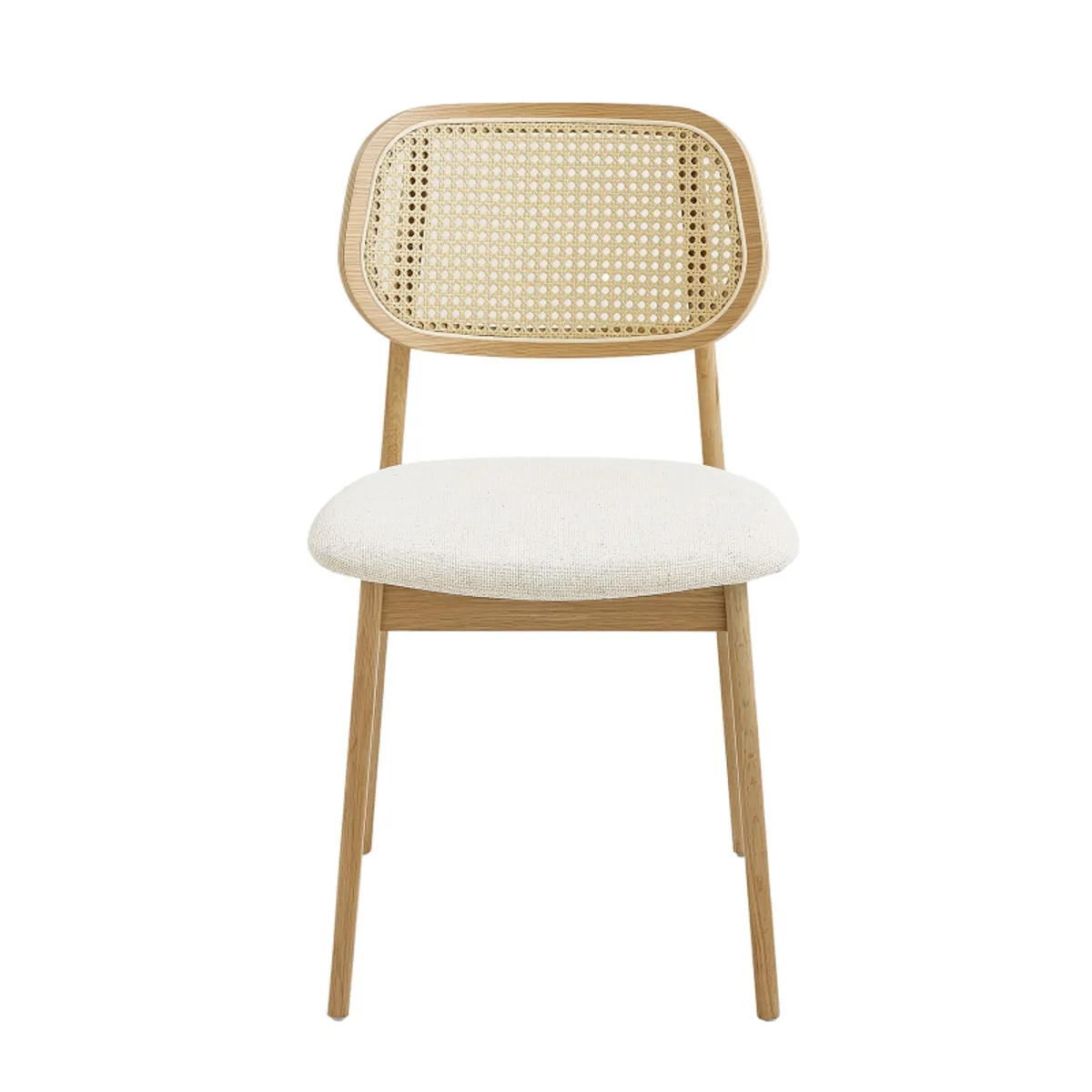 Nina - Chaise en bois avec dossier en cannage et assise tissu — vue 5