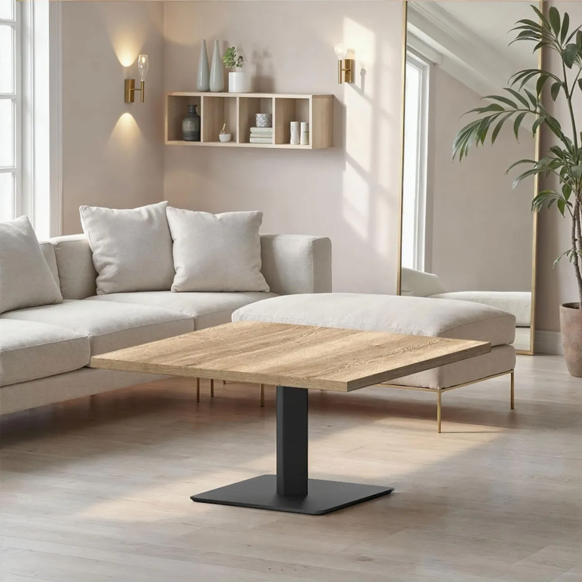 Ibero mini - Table basse carrée en stratifié pied central