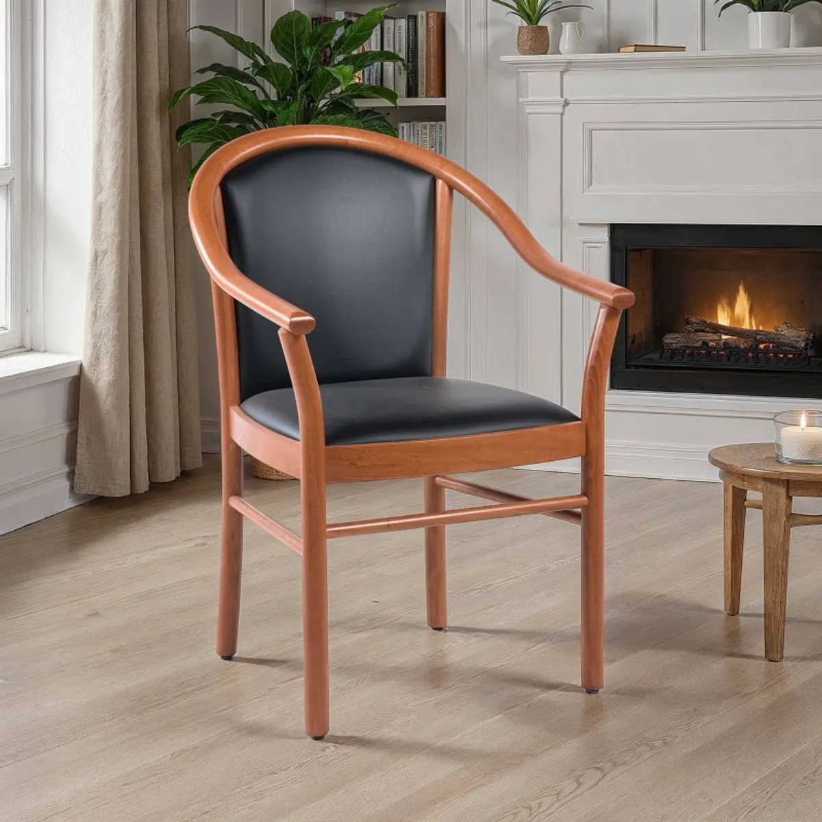 Manuela - Fauteuil bridge en bois avec assise et dossier rembourrés — vue 3