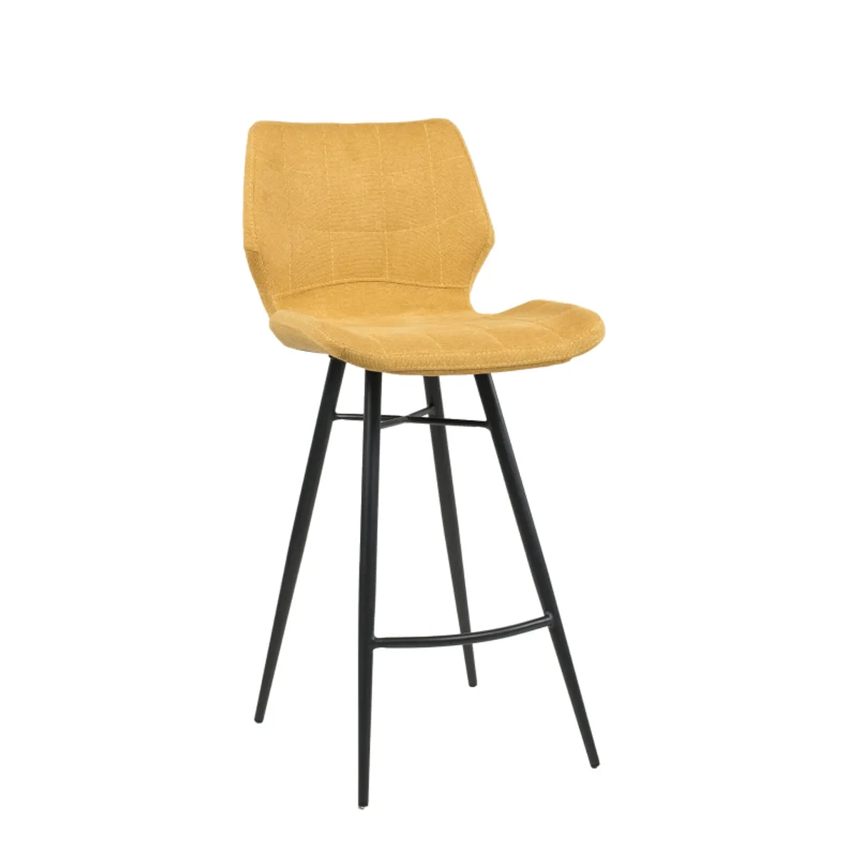 Impia - Tabouret design coque matelassée en tissu et pieds en métal noir — vue 5