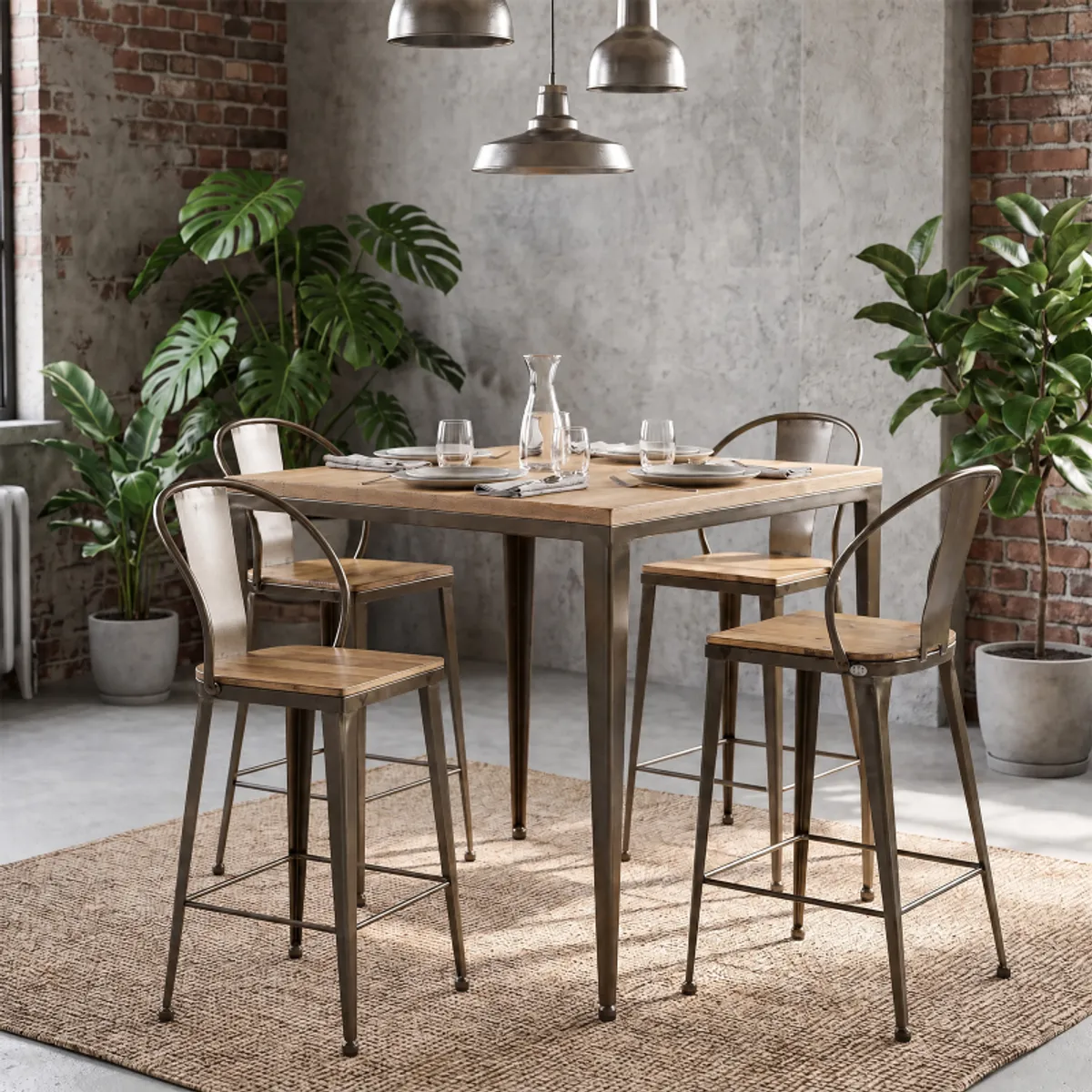 Turia TB 317 - Tabouret industriel en métal et bois — vue 4