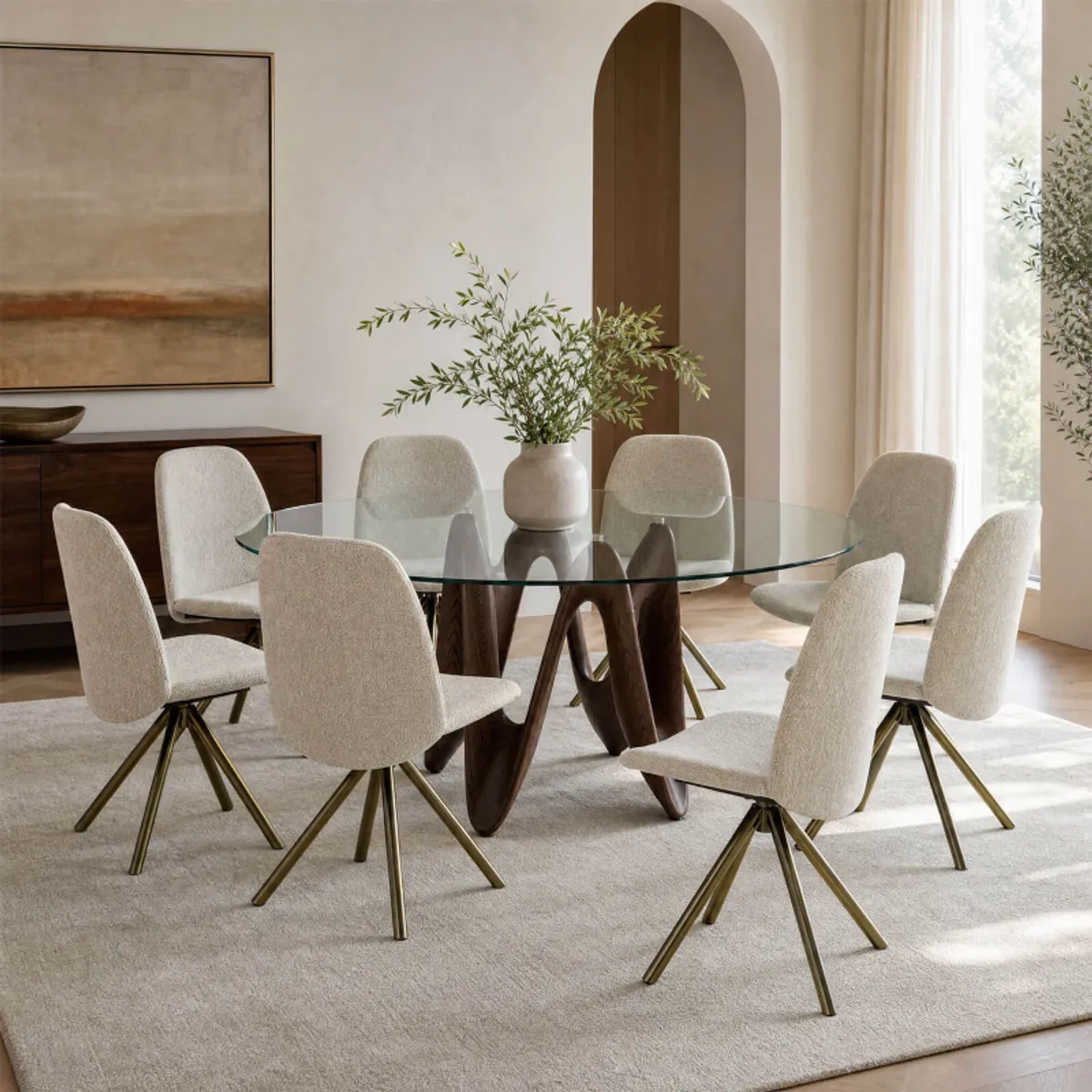 Figaro 2 - Chaise moderne pivotante en tissu et pieds métal — vue 4