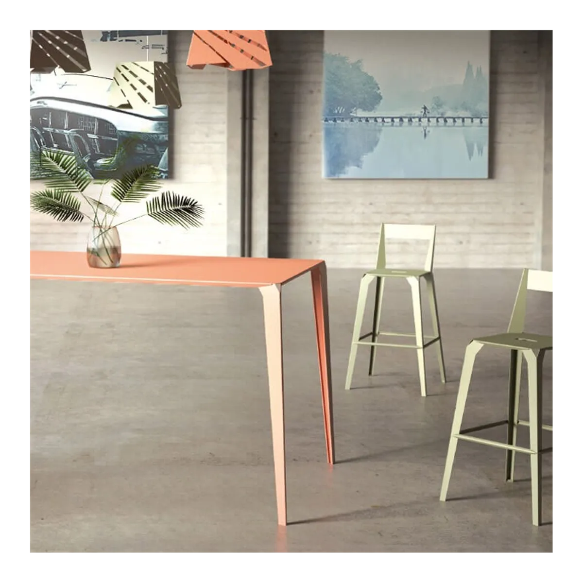 Valence Carrier® - Tabouret snack industriel français en métal avec dossier — vue 4