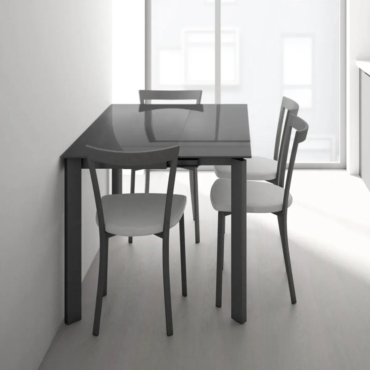 Poker Minor - Table petit espace extensible en verre — vue 3
