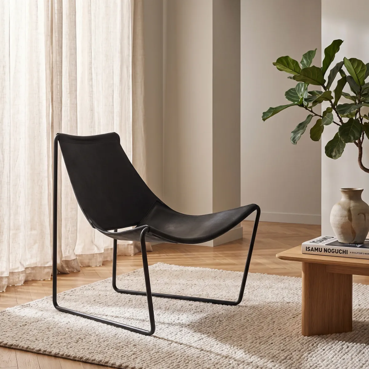 Apelle Midj® - Chaise transat design en croûte de cuir et métal — vue 5