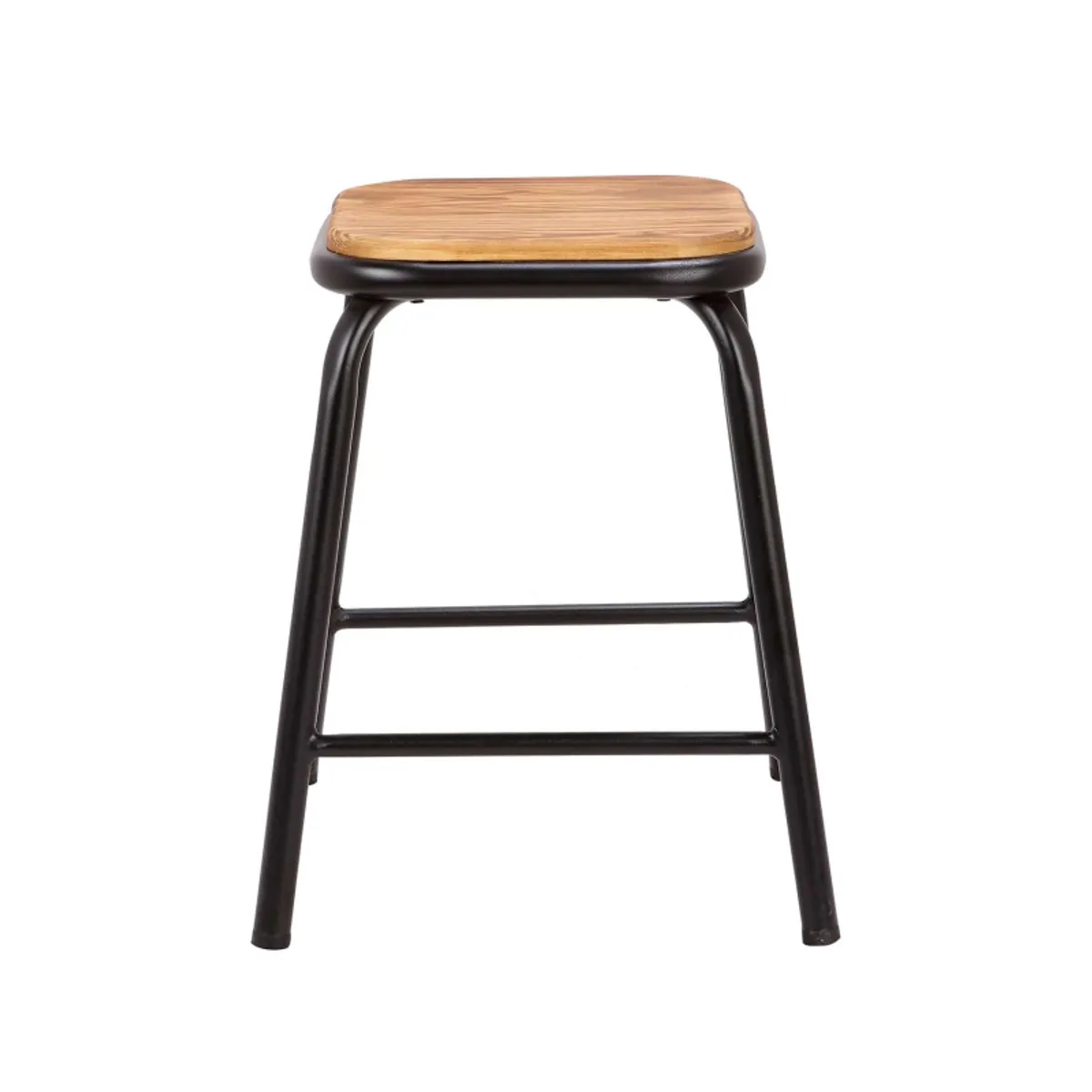 Matis - Tabouret bas industriel en métal assise bois — vue 5