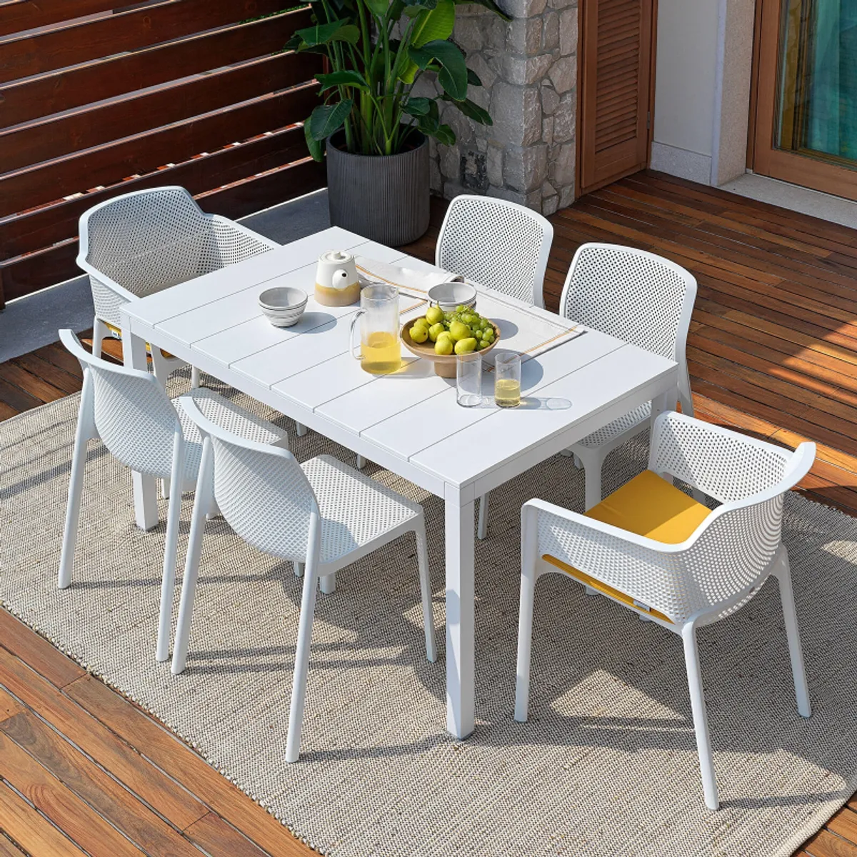 Rio - Table de jardin extensible en polypropylène DurelTop et aluminium