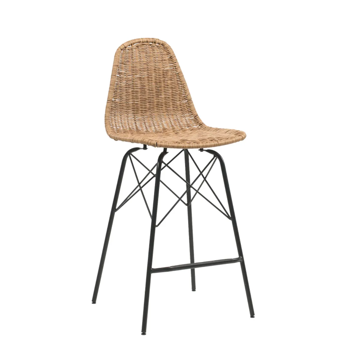 Java - Tabouret tressé ethnique avec pieds Eiffel — vue 3