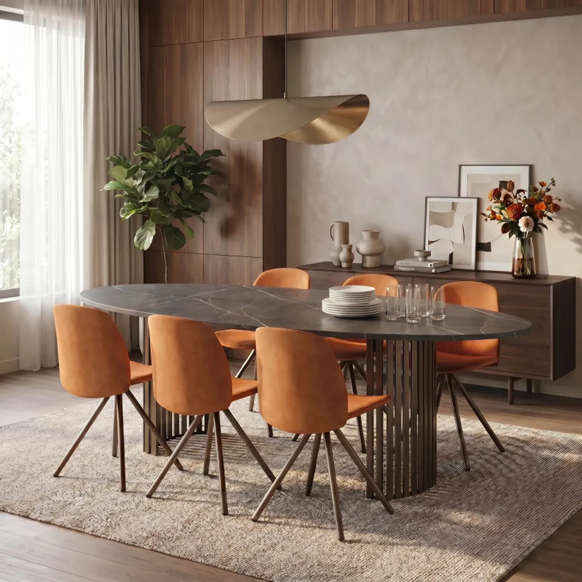 Canvas - Grande table design ovale avec pieds ajourés