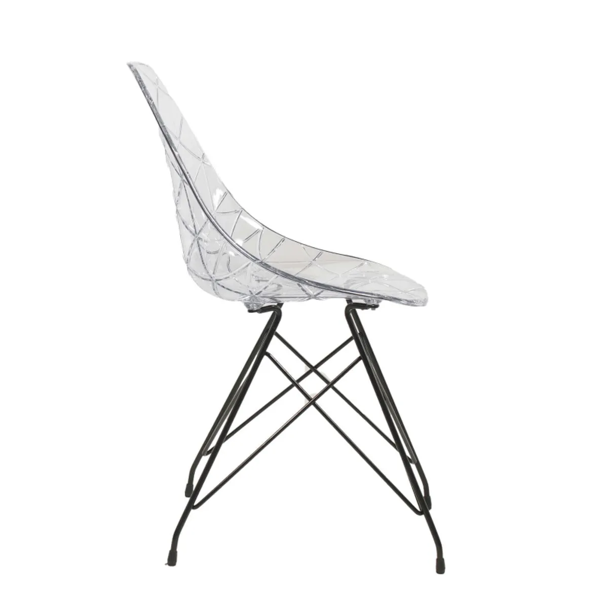 Prisma - Chaise design coque transparente avec pieds eiffel en métal noir — vue 5